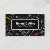 Black Doodle English Writing Tutor Modern  名刺 (正面)