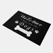Black Doormat Welcome I Please You Like Dogs ドアマット (アングル)