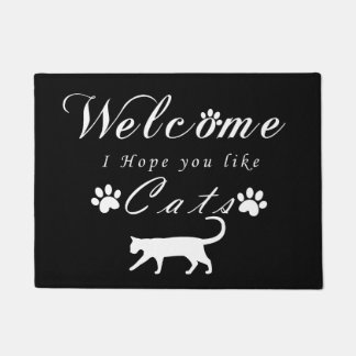 Black Doormat Welcome You Like Cats ドアマット