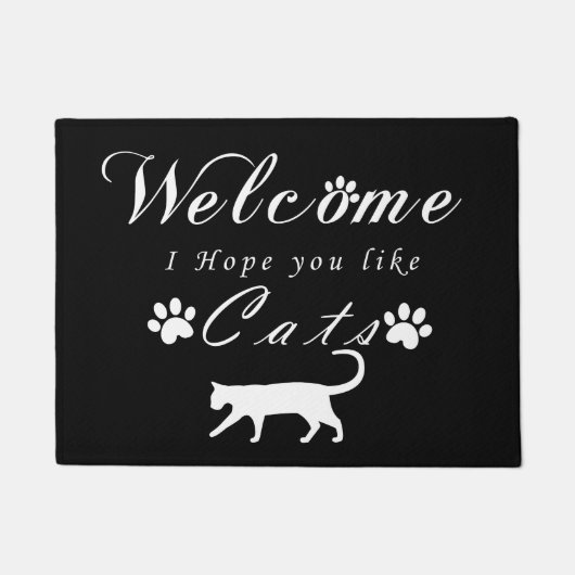 Black Doormat Welcome You Like Cats ドアマット (正面)