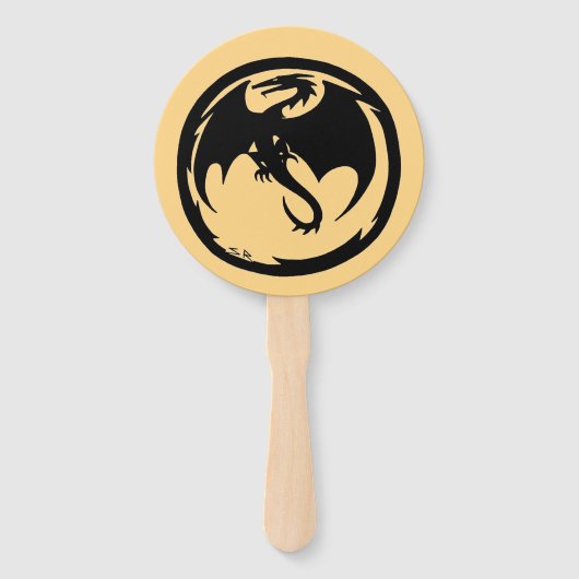 Black Dragon gold round hand fans ハンドファン (正面)