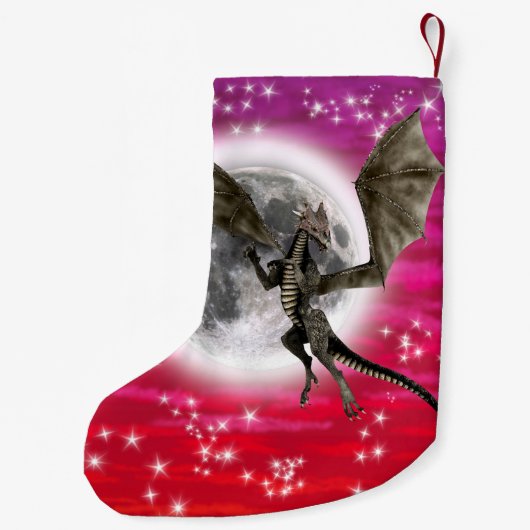 Black Dragon - Mythical Fantasy Creat Personalized スモールクリスマスストッキング (裏面)