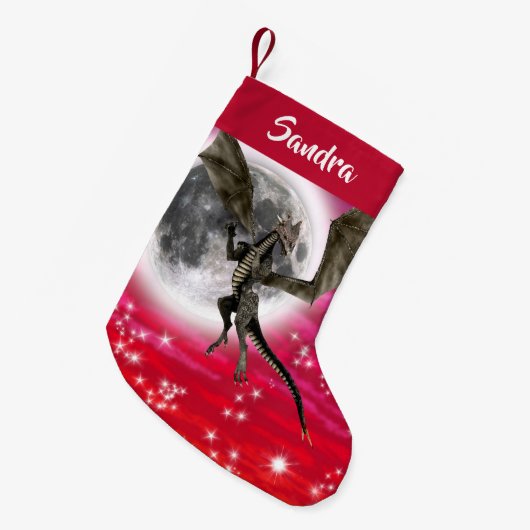 Black Dragon - Mythical Fantasy Creat Personalized スモールクリスマスストッキング (正面 (吊り時))