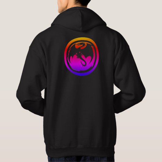 Black Dragon neon men black hooded sweatshirt back パーカ (裏面)