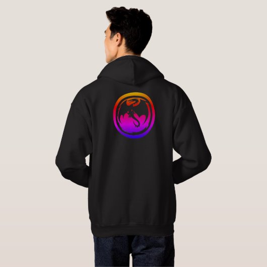 Black Dragon neon men black hooded sweatshirt back パーカ (裏面フル)