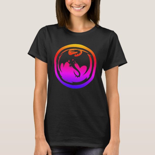 Black Dragon neon women black t-shirt Tシャツ (正面)