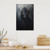 Black Dragon Wall Print, Moody Goblincore, Macabre ポスター (キッチン)