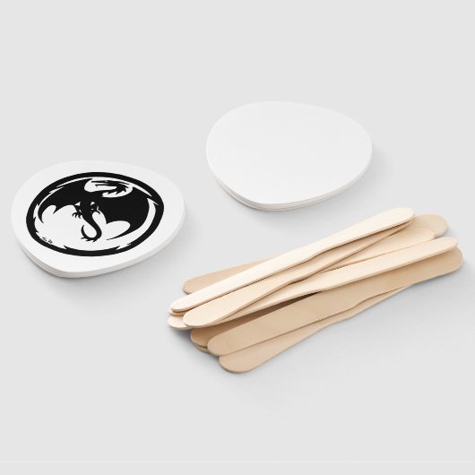 Black Dragon white paddle hand fans ハンドファン (組立なし)