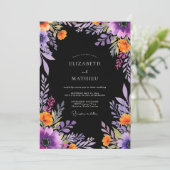 Black Dramatic Botanical Wedding 招待状 (スタンド正面)