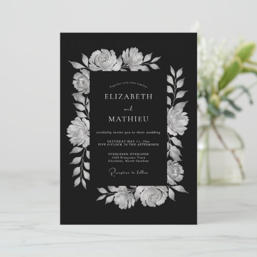 Black Dramatic Evening Wedding 招待状 (スタンド正面)