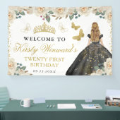 Black Dress Blonde Princess Floral Birthday 横断幕 (トレードショー)