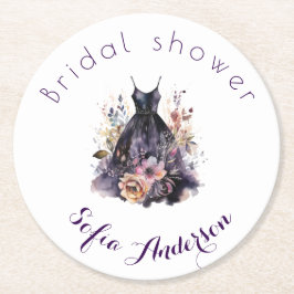 Black dress purple bridal shower  ラウンドペーパーコースター