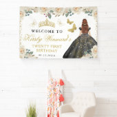 Black Dress Red Hair Princess Floral Birthday 横断幕 (インサイチュ)