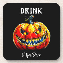 Black Drink if you dare Halloween Smiling Pumpkin コースター