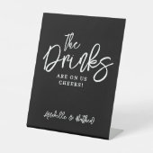 Black Drinks On Us Open Bar Sign 台座サイン (正面)