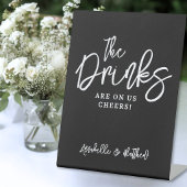 Black Drinks On Us Open Bar Sign 台座サイン