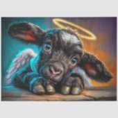  Black Easter Lamb Angel Decoupage 薄葉紙 (正面)