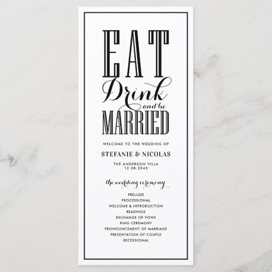 Black | Eat Drink and be Married ウェディングプログラム プログラム (正面)