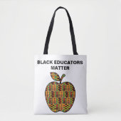 Black Educators Matter Kente Cloth Apple Teacher トートバッグ (正面)