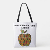 Black Educators Matter Kente Cloth Apple Teacher トートバッグ (裏面)
