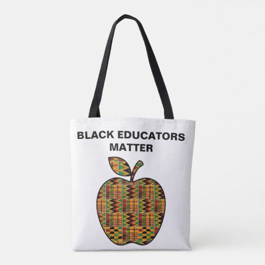 Black Educators Matter Kente Cloth Apple Teacher トートバッグ (裏面)