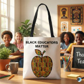Black Educators Matter Kente Cloth Apple Teacher トートバッグ