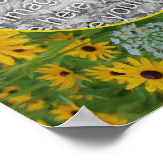 Black Eed Susanデイジーアート自分の写真を作成 ポスター (角)