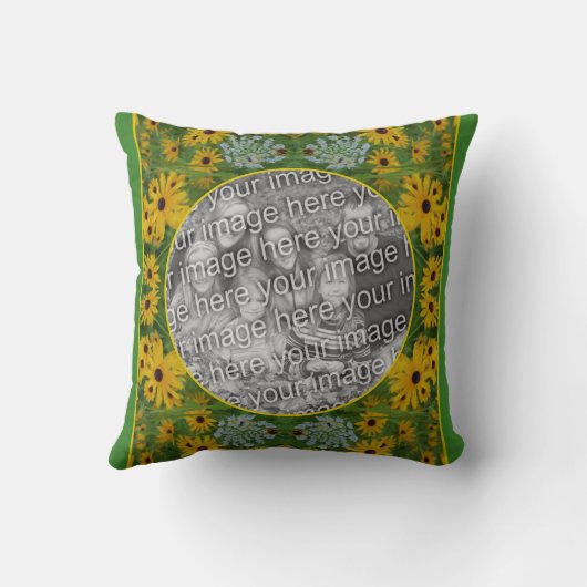 Black Eed Susanデイジー絵を描の写真の追加 クッション (裏面)