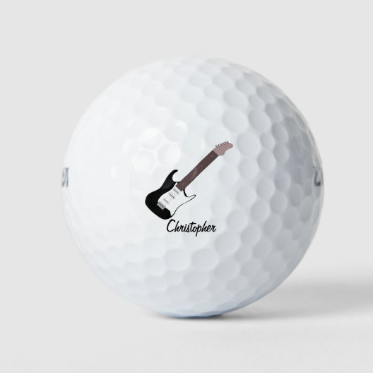 Black Electric Guitar Design ゴルフボール (正面)