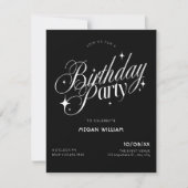 Black elegant birthday 招待状 (正面)