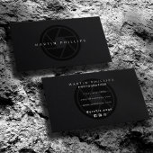 Black elegant camera lens photo and video 名刺