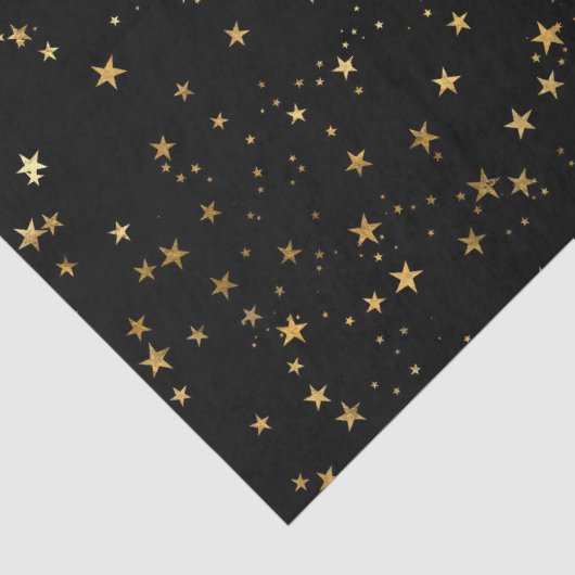 Black Elegant Celestial Starry Gold Stars Design 薄葉紙 (詳細)