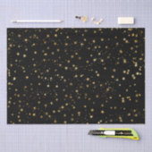 Black Elegant Celestial Starry Gold Stars Design 薄葉紙 (クラフト)