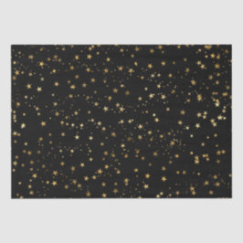 Black Elegant Celestial Starry Gold Stars Design 薄葉紙