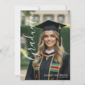 Black Elegant Classic One Photo Graduation 招待状 (正面)