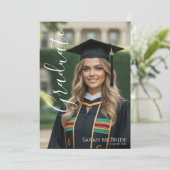 Black Elegant Classic One Photo Graduation 招待状 (スタンド正面)