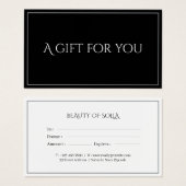 Black Elegant Gift Certificate Card for Businesses (正面&裏面)
