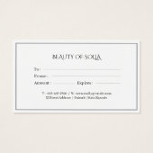 Black Elegant Gift Certificate Card for Businesses (裏面)