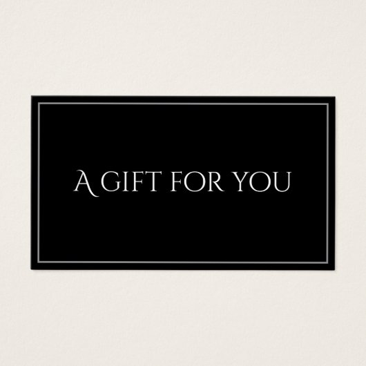 Black Elegant Gift Certificate Card for Businesses (正面)
