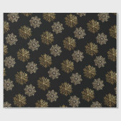 Black Elegant Gold Snowflakes Pattern New Year ラッピングペーパー (フラット)