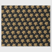 Black Elegant Gold Stars Pattern New Year winter ラッピングペーパー (フラット)