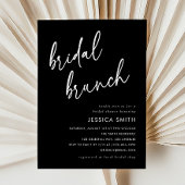 Black Elegant Handwritten Script Bridal Brunch 招待状