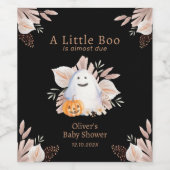 Black Elegant Little Boo Boho Ghost Baby Shower ワインラベル (シングルラベル)