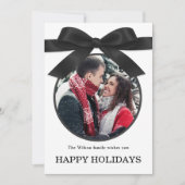 Black Elegant Merry Christmas Greeting Photo  招待状 (正面)