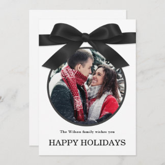 Black Elegant Merry Christmas Greeting Photo  招待状