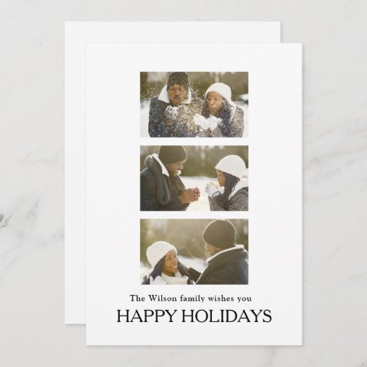 Black Elegant Merry Christmas Greeting Photo  招待状 (正面/裏面)