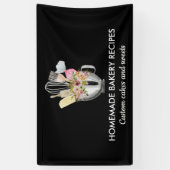 Black Elegant Minimal Bakery pastry shop 横断幕 (縦)