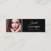 Black Elegant Minimal Photo Makeup スキニー名刺 (正面)