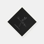 Black Elegant Minimalist Botanical スタンダードカクテルナプキン (角)
