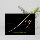 Black Elegant Modern Joy Corporate Logo Gold 箔シーズンカード (立ち正面)